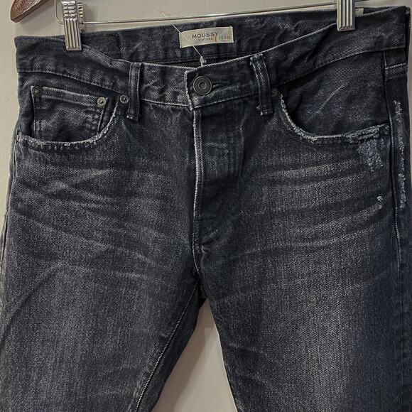 Moussy Vintage Staley Tapered Straight Leg raw hem Jeans in Black Size 28 - Picture 4 of 11